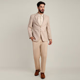 iL Lino Set of 3 - Relaxed Fit Linen Blend Blazer, Relaxed Fit Linen Blend Shirt & Relaxed Fit Cotton Stretch Chinos - Natural Grey & Beige