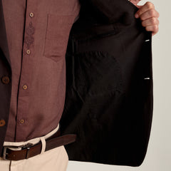 iL Lino Set of 3 - Relaxed Fit Linen Blend Blazer, Relaxed Fit Linen Blend Shirt & Relaxed Fit Cotton Stretch Chinos - Coffee Brown & Beige