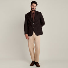iL Lino Set of 3 - Relaxed Fit Linen Blend Blazer, Relaxed Fit Linen Blend Shirt & Relaxed Fit Cotton Stretch Chinos - Coffee Brown & Beige