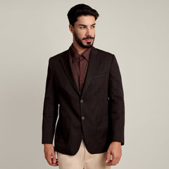 iL Lino Blazer - Relaxed Fit - Linen Blend - Coffee Brown