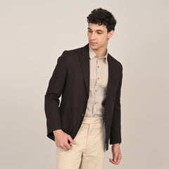 iL Lino Set of 3 - Relaxed Fit Linen Blend Blazer, Relaxed Fit Linen Blend Shirt & Relaxed Fit Cotton Stretch Chinos - Coffee Brown, Greige & Beige