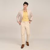 iL Lino Set of 3 - Relaxed Fit Linen Blend Blazer, Relaxed Fit Linen Blend Shirt & Relaxed Fit Cotton Stretch Chinos - Butter Yellow, Greige & Beige