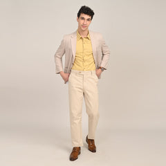 iL Lino Set of 3 - Relaxed Fit Linen Blend Blazer, Relaxed Fit Linen Blend Shirt & Relaxed Fit Cotton Stretch Chinos - Butter Yellow, Greige & Beige