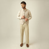 Bandhgala Set Of 3 - Linen Cotton - Greige & Beige