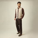 Bandhgala Set Of 3 - Linen Cotton - Greige & Coffee