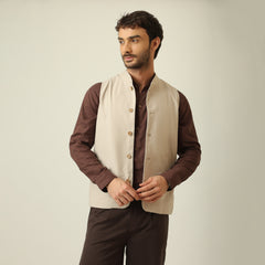 Bandhgala - Linen Cotton - Greige