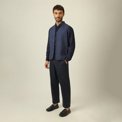 Bandhgala Set Of 3 - Linen Cotton - Navy Blue