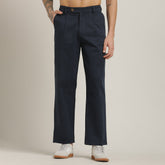 Aruku Pleated Chino Pants - Relaxed Fit - Cotton - Navy Blue