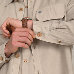 Utility Set of 3 Utility Overshirt, Half-Sleeve Shirt & Relaxed Fit Chinos Natural Grey & Beige