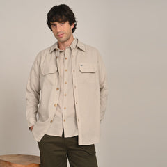 Utility Set of 3 Utility Overshirt, Half-Sleeve Shirt & Relaxed Fit Chinos Natural Grey & Beige