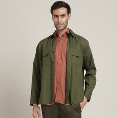 Utility Set of 3 – Utility Overshirt, Half-Sleeve Shirt & Relaxed Fit Chinos – Olive Green, Terracotta Brown & Army Green