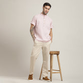 Drifter Set of 2 – Relaxed Fit Roll-Up Sleeve Shirt & Relaxed Fit Chinos – Pastel Pink & Beige