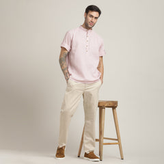 Drifter Set of 2 – Relaxed Fit Roll-Up Sleeve Shirt & Relaxed Fit Chinos – Pastel Pink & Beige