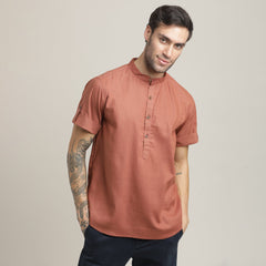 Drifter Set of 2 – Relaxed Fit Roll-Up Sleeve Shirt & Relaxed Fit Chinos – Terracotta Brown & Navy Blue