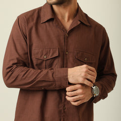 Safari Shirt - Linen Cotton - Coffee Brown