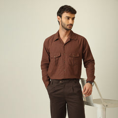 Safari Shirt - Linen Cotton - Coffee Brown