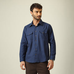 Relaxed Work Shirt - Linen Cotton - Navy Blue