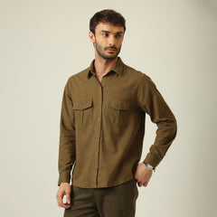 Relaxed Work Shirt - Linen Cotton - Olive Green