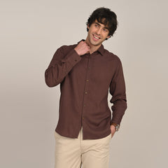 Bayside Set of 2 Relaxed Fit Linen Blend Shirt & Relaxed Fit Cotton Chinos Coffee Brown & Beige