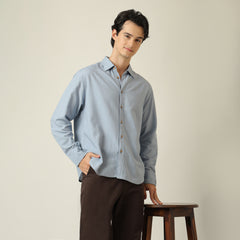 Bayside Set of 2 - Relaxed Fit Linen Blend Shirt & Relaxed Fit Cotton Chinos – Dusty Blue & Coffee Brown