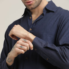 Bayside Set of 2 – Relaxed Fit Linen Blend Shirt & Relaxed Fit Cotton Chinos – Navy Blue & Beige