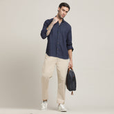 Bayside Set of 2 – Relaxed Fit Linen Blend Shirt & Relaxed Fit Cotton Chinos – Navy Blue & Beige