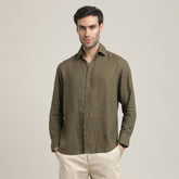 Bayside Shirt - Relaxed Fit - Linen Blend - Olive Green