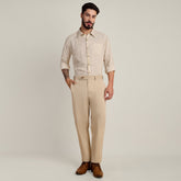 Bloome' Limited Edition Set Of 2 - Soft Linen Button Down Shirt With Contrast Embroidery - Cotton Chino Pants - Tones of Beige