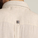 Bloome' Limited Edition Set Of 2 - Soft Linen Button Down Shirt With Contrast Embroidery - Cotton Chino Pants - Tones of Beige
