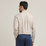 Hugh Set Of 2 - Regular Fit Button-Down Shirt In Cotton Linen & Single Pleated Loose Fit Pants – Natural Grey & Navy Blue