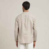 Viceroy Set of 2 - Regular Fit Mandarin Collar Shirt Statement Loop Buttons & Relaxed Fit Pleated Chinos – Natural Grey & Ecru
