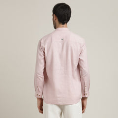 Viceroy Set of 2 – Regular Fit Mandarin Collar Shirt Statement Loop Buttons & Relaxed Fit Pleated Chinos – Pastel Pink & Ecru