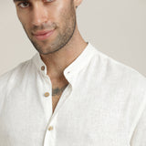 Field Set of 2 - Relaxed Fit Mandarin Collar Shirt & Relaxed Fit Pleated Cotton Chinos – Ecru & Army Green