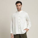 Field Set of 2 - Relaxed Fit Mandarin Collar Shirt & Relaxed Fit Pleated Cotton Chinos – Ecru & Army Green