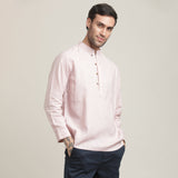 Iki Shirt - Regular Fit - Mandarin Collar - Popover Placket - Loop Button Closure – Pastel Pink
