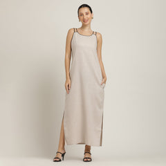 Monroe A-line Maxi Dress - Beige With Black Edging