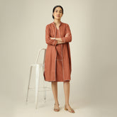 Jackie Dress & Jacket Set - Terracotta Brown With Ecru Edging