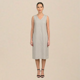 Jackie V-Neck Sleeveless Midi Dress - Greige