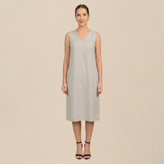 Jackie V-Neck Sleeveless Midi Dress - Greige