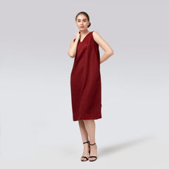 Dakota Set Of 2 - Long Shirt Jacket & Dress - Ecru Cedar Print & Maroon - Limited Edition