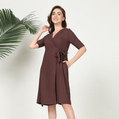Wrap Dress - Coffee Brown