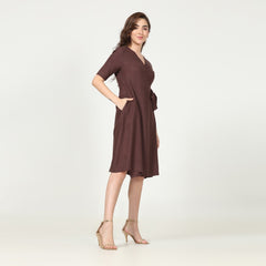 Wrap Dress - Coffee Brown