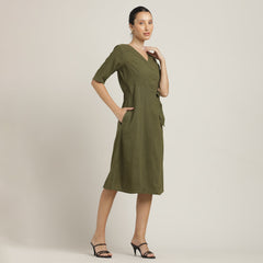 Wrap Dress - Olive Green