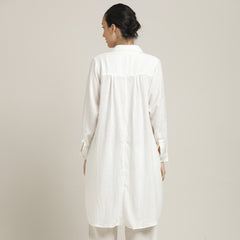 Sardaar Set Of 3 - Overlay, Slip Top & Barrel Leg Pants - Ecru & Pastel Pink