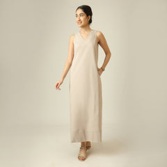 Mila Linen Maxi Dress - Greige