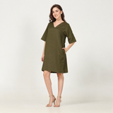 Sack V Dress - Olive Green