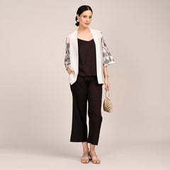 Juniper Overlay With Hand Embroidered Motif - Limited Edition - Pearl White Chanderi Silk