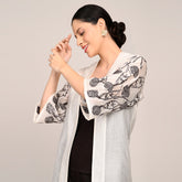 Juniper Overlay With Hand Embroidered Motif - Limited Edition - Pearl White Chanderi Silk