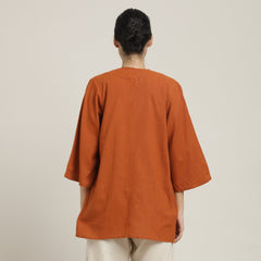 Juniper Set Of 3 - Overlay, Slip Top & Barrel Leg Pants - Autumn Rust & Beige