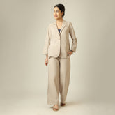 Bruna Linen 2 Piece Set Of Blazer & Pants - Greige